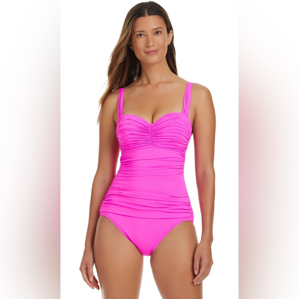 Bleu Rod Beattie Shirred Underwire One Piece Swimsuit
